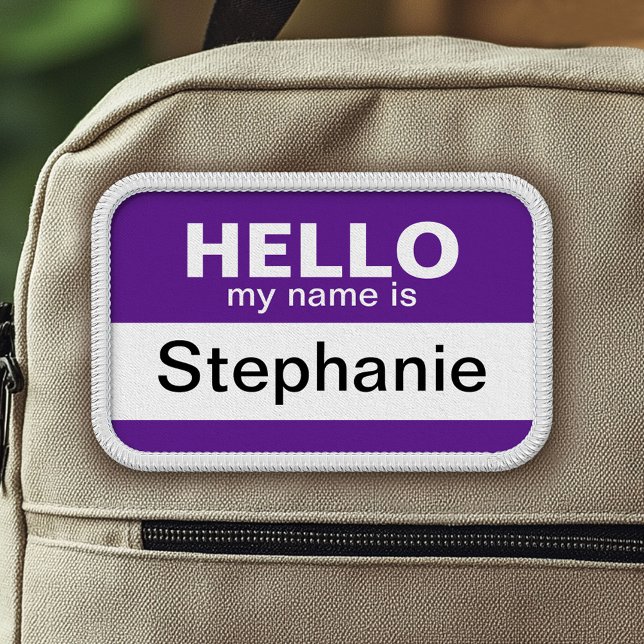Hello my name is - Purple - Custom Employee Name Patch (Custom Patch with Hello My Name is)