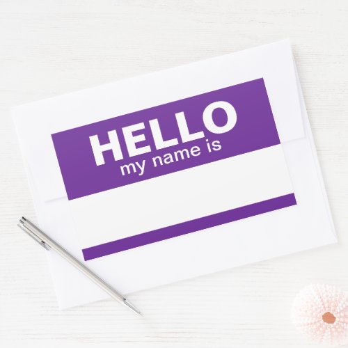 Hello my name is _ Purple _ Custom Employee Name Rectangular Sticker