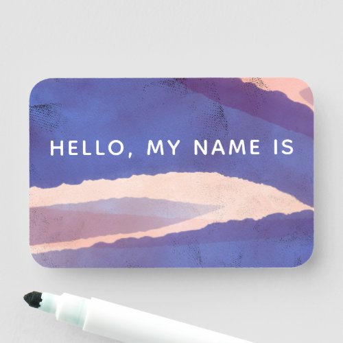 Hello My Name is Purple Watercolor Name Tag