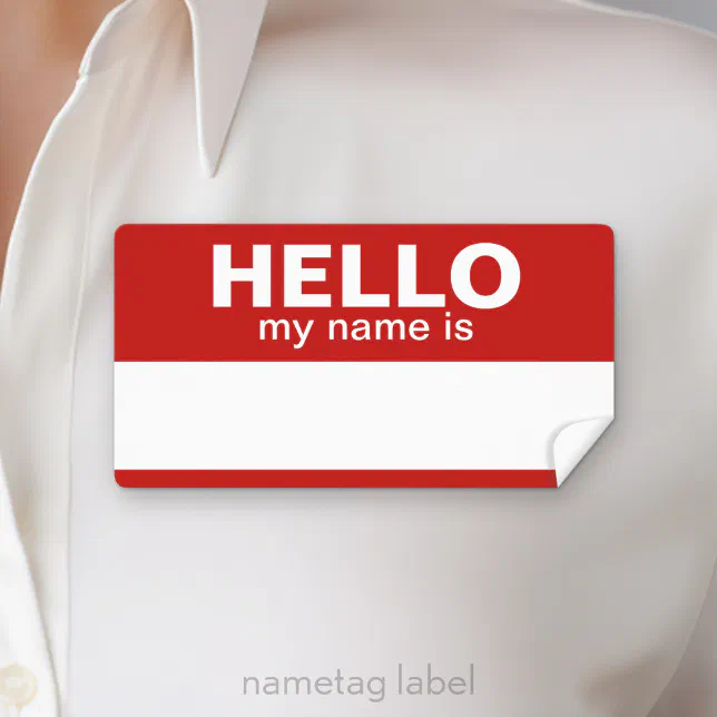 Hello my name is - red - area for Employee Name Label | Zazzle