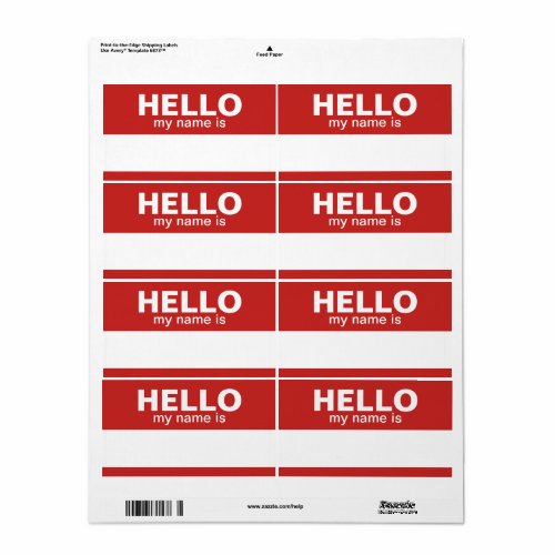 Hello my name is _ red _ area for Employee Name Label