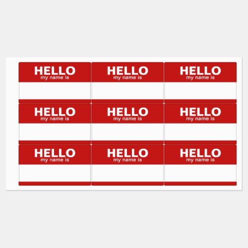 Hello my name is _ red black blue _ Employee Labels