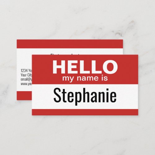 Hello my name is _ red _ Business Contact Info Business Card