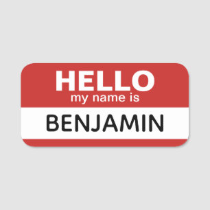 Hello my name is - red - Custom Employee Name Name Tag