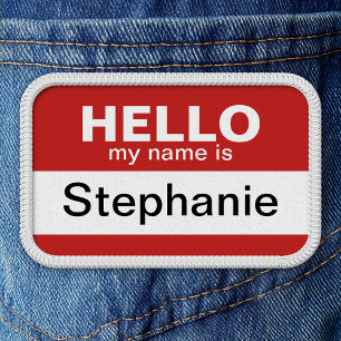 Hello my name is - red - Custom Employee Name Patch