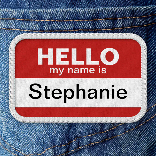 Hello my name is - red - Custom Employee Name Patch | Zazzle