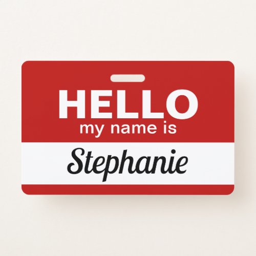Hello my name is _ red Custom Employee Name Script Badge