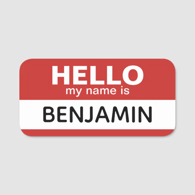 Hello my name is - red - Custom Employee Name Tag | Zazzle