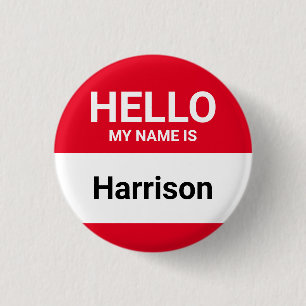 Hello my name is red custom name identification button