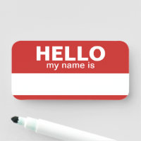 Hello my name is - red - Employee Dry Erase