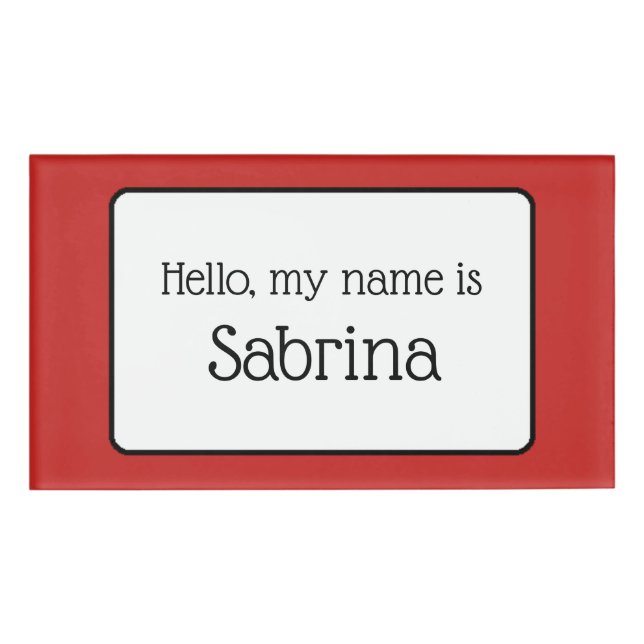 Hello My Name Is ... Red Name Tag (Front)