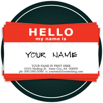 Hello My Name Is Red Name Tag by asyrum at Zazzle
