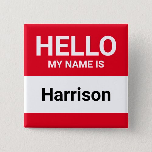 Hello my name is red personalized custom name tag button