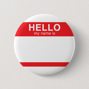 Hello My Name Is - Red Pinback Button