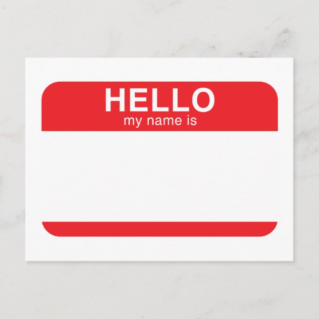 Hello My Name Is - Red Postcard (Front)