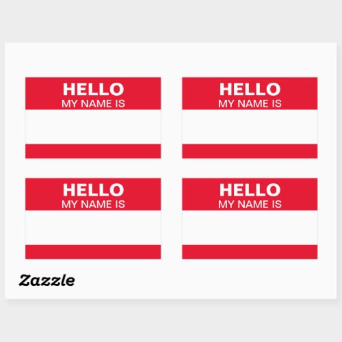 Hello My Name is Red White Event Party Name Tag