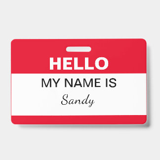 Hello My Name is Red White Office Staff Volunteer Badge