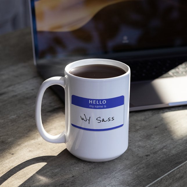 Hello My Name is Rude or Funny Blue Customizable Coffee Mug (Creator Uploaded)