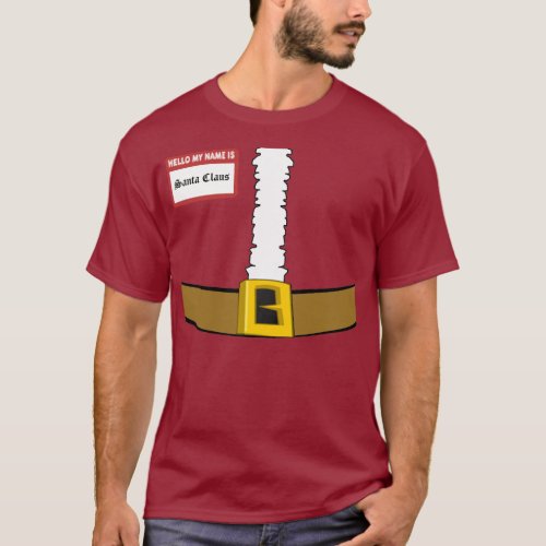 Hello My Name is Santa Claus Suit Front Customize T_Shirt