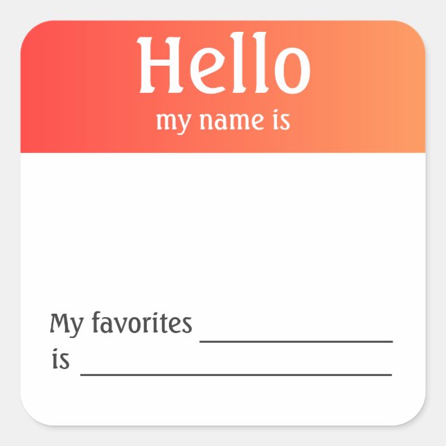 Hello My Name Is Stickers (Front)