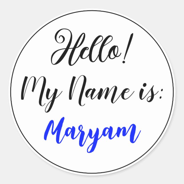 Hello My Name Is Stickers (White Color) (Front)