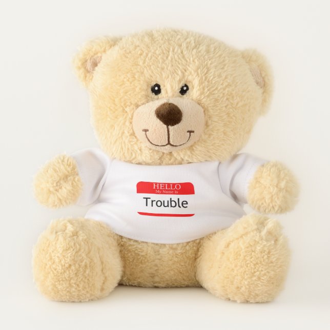 Hello My Name Is Trouble Teddy Bear (Front)