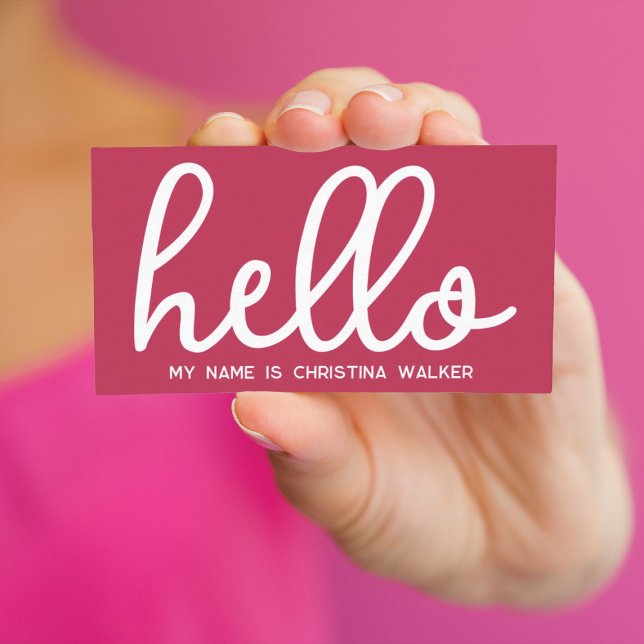 Hello My Name Is Viva Magenta White Minimal Business Card (Creator Uploaded)