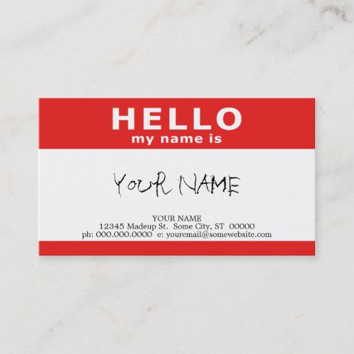 hello my name is (with QR code) Business Card Template