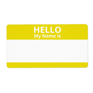 Hello My Name is Yellow and White Name Tag Labels