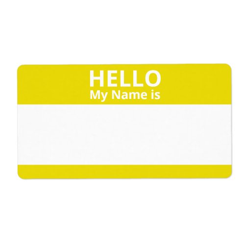 Hello My Name is Yellow and White Name Tag Labels