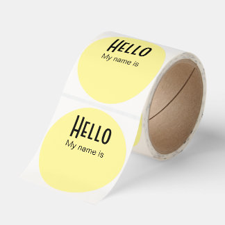 Hello, My Name Is Yellow Background Classic Round Sticker