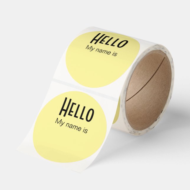 Hello, My Name Is Yellow Background Classic Round Sticker (Roll)