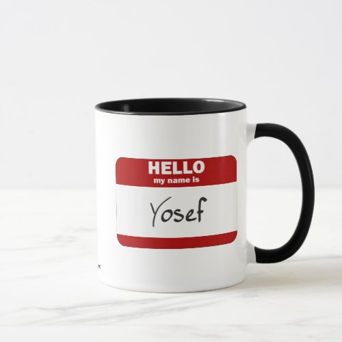 Hello My Name Is Yosef Red Mug
