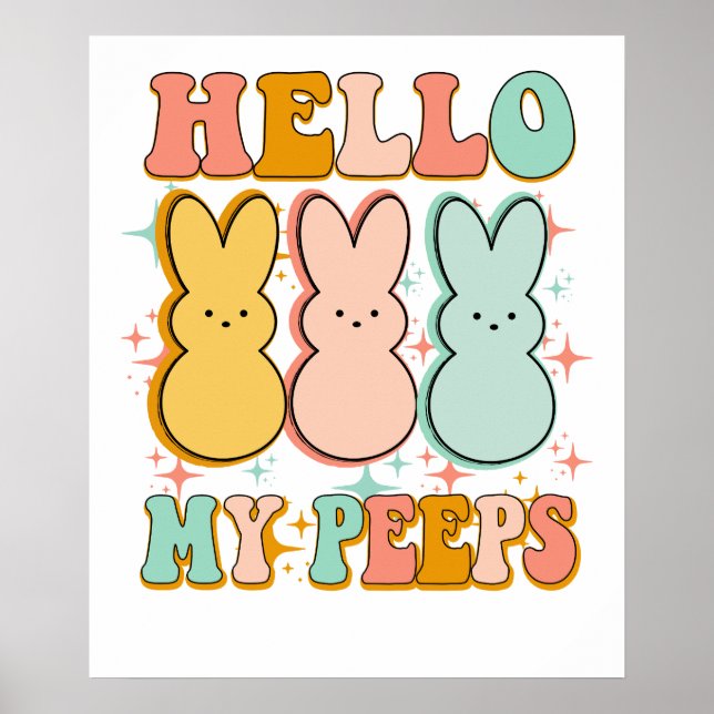 HELLO MY PEEPS, retro, vintage Poster (Front)