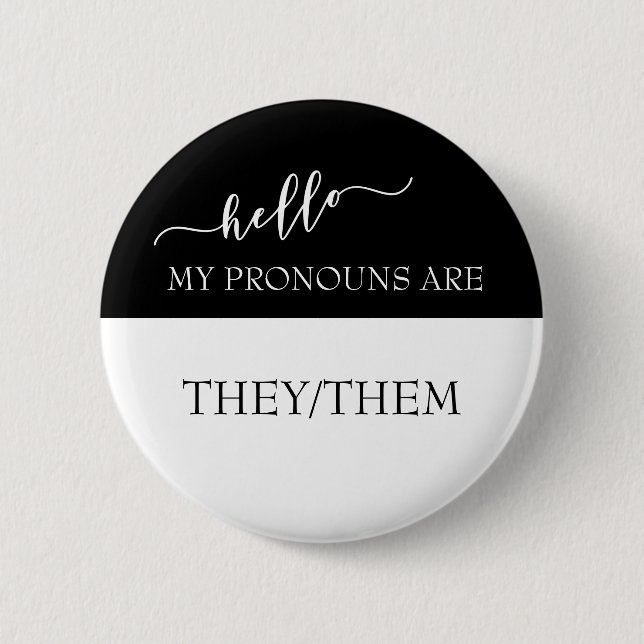 Hello My Pronouns are They Them  Button (Front)