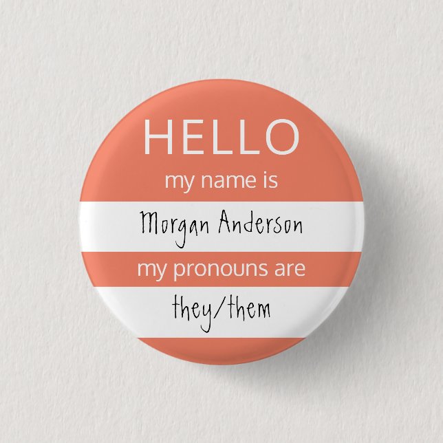 HELLO Name and Pronouns Badge Button (Front)