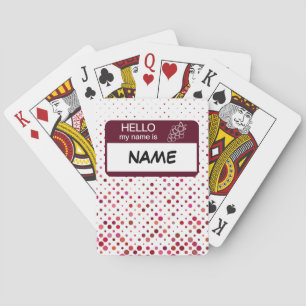 Hello Name Badge Wine Polka Dots Customized Poker Cards
