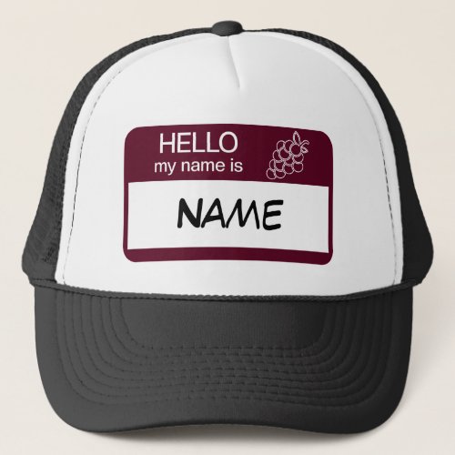 Hello Name Badge Wine Tasting Customized Trucker Hat