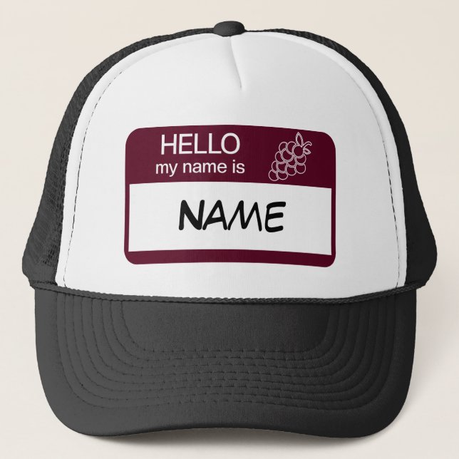 Hello Name Badge Wine Tasting Customized Trucker Hat (Front)