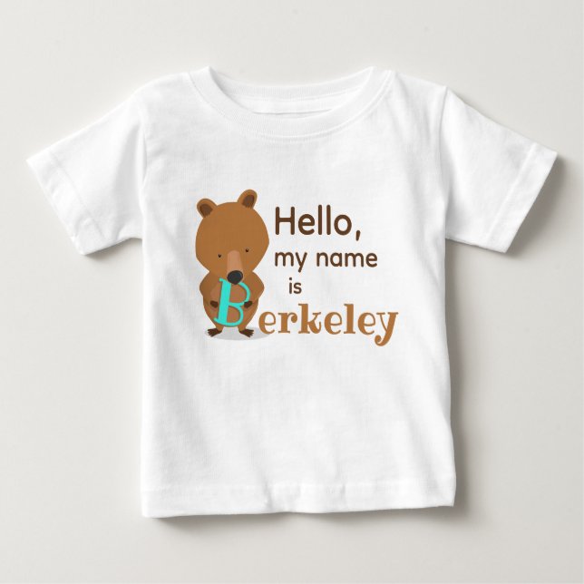 Hello Name Bear Baby T-Shirt (Front)
