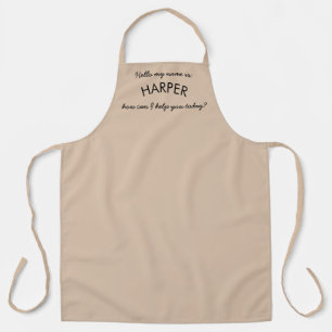 "Hello" Name Business Company Staff Beige Apron