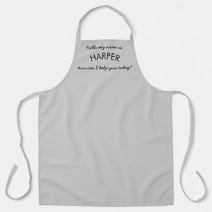 "Hello" Name Business Company Staff Cool Gray Apron