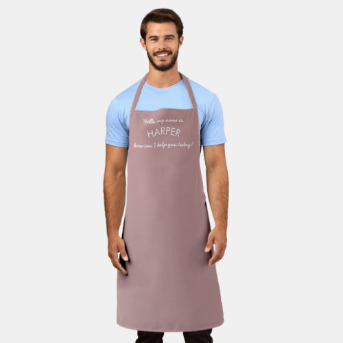 Hello Name Business Company Staff  Rosey Taupe Apron