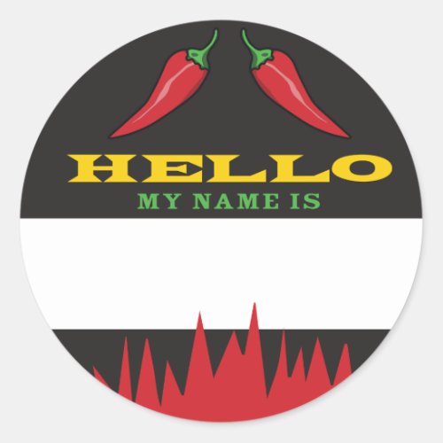 Hello name tag chili peppers cookoff