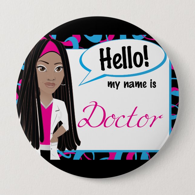Hello Name Tag - Dr. Dreadlocks Button (Front)