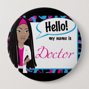 Hello Name Tag - Dr. Dreadlocks Button