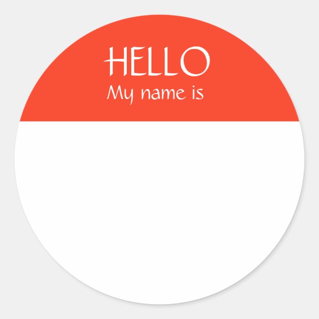 Hello Name Tag Sticker Badge My Name is (Front)