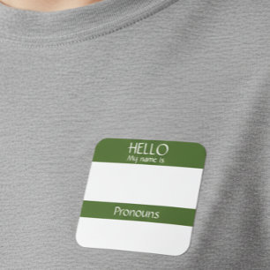 Hello Name Tag Sticker Badge Pronouns are