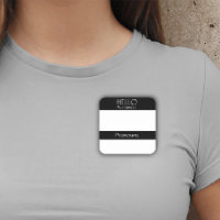 Hello Name Tag Sticker Badge Pronouns are