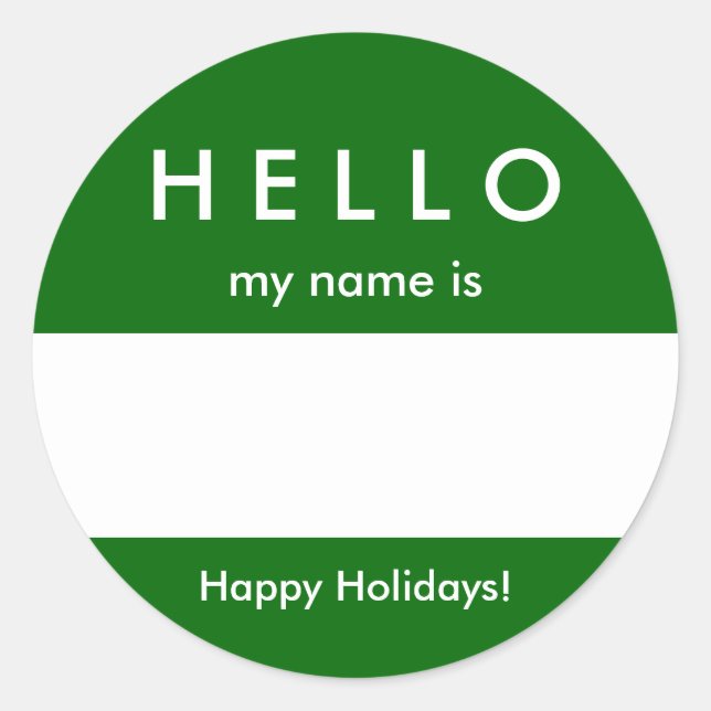 Hello Name Tag Sticker Customize Color and Message (Front)